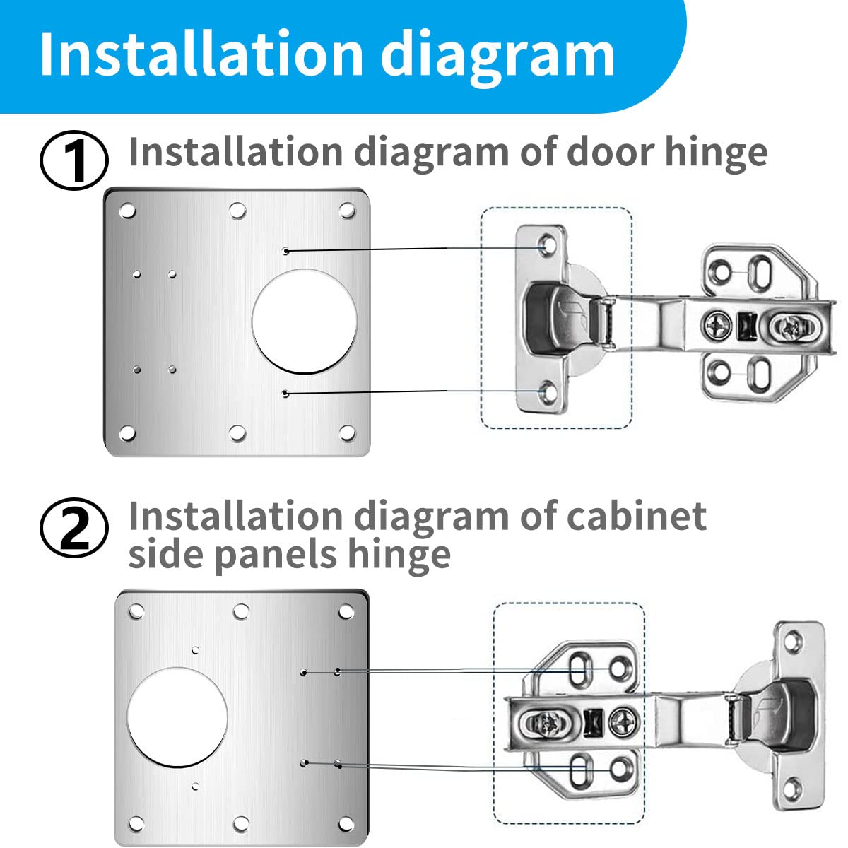 Hinge Repair Plate,6PCS Cabinet Hinge Repair Plate with Customized Screws,Stainless Steel Kitchen Cupboard Door Hinge Repair Brackets with Holes