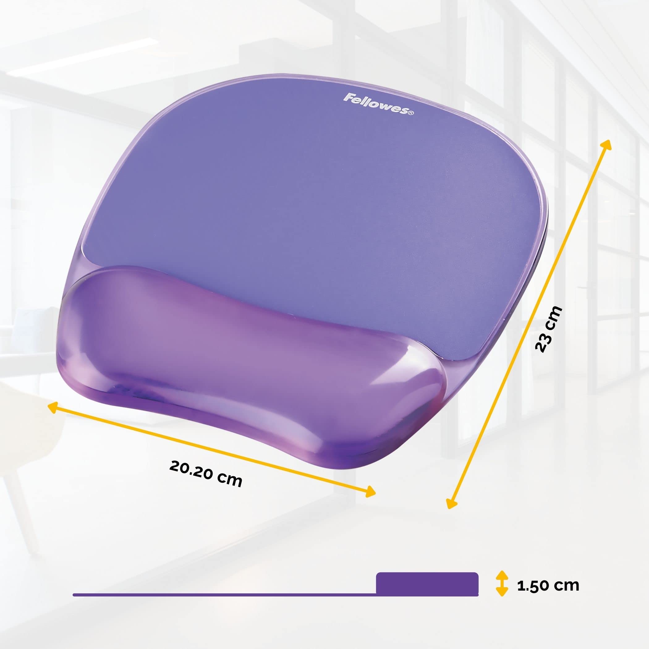 Fellowes Crystals Gel Mouse Mat with Wrist Support, Purple, 9 inches*7.5 inches