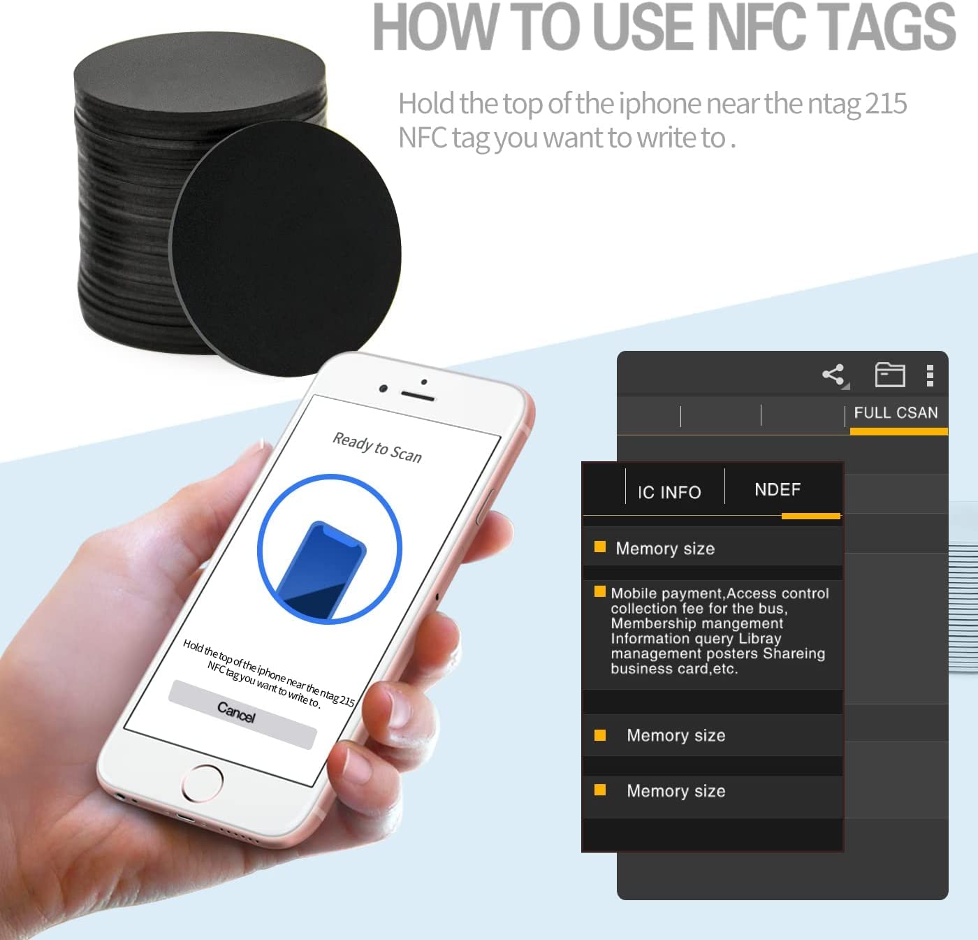 30pcs NFC Tags NTAG215 Black NFC Cards Round 25mm(1inch) NFC Cards, Blank NFC 215 NFC Coin Cards,504 Bytes Programmable,Compatible Android iPhone and NFC Enabled Mobile Devices