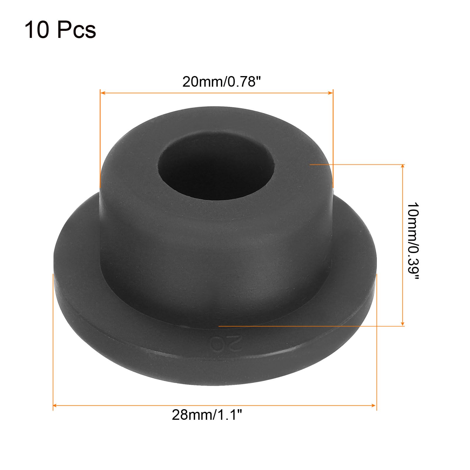 uxcell High Temp Silicone Plug Mount Dia 20mm/0.78 inch T Shaped Rubber Stopper Hole Plugs for Powder Coating Plating Waterproof Plugs Sealing Plugs Black Pack of 10(OD 28mm)