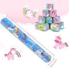 24Pcs Slap Bands, Unicorn Wristband Animal Slap Bracelets for Party Bags Fillers, Kid's Party Favors Slap Wrist Bands for Kids Boys Girls, for Birthday Christmas Party Favours - Unicorn