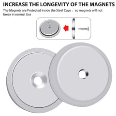 FINDMAG 4 Pcs Magnets, 32 x 5 mm 90 LB Pull Force Strong Magnet, Neodymium Magnets Strong, Round Countersunk Hole Rare Earth Magnets for Whiteboards Refrigerator Kitchen Workplace - 4 Screws Included