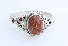 Sunstone Ring 925 Sterling Silver Statement Ring For Women Size UK M Natural Gemstone Ring Handmade Ring Christmas Gifts Ring Jewelry