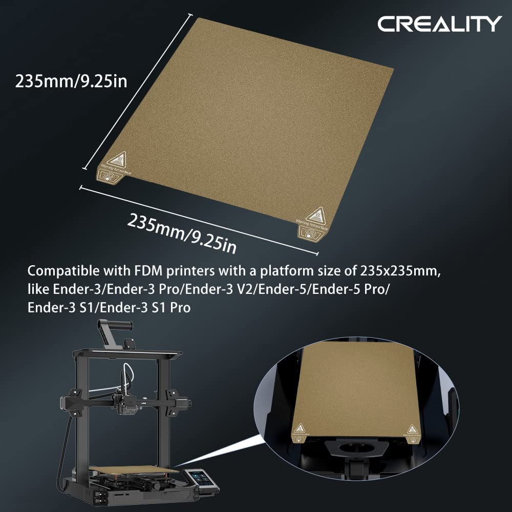 Creality Official Ender 3 S1 Pro PEI Sheet 235 x 235 mm Original Ender 3 S1 PEI Sheet 3D Printer Flexible Magnetic Sticker Removable Heated Bed PEI Build Plate Upgrade for Ender 3 S1 Pro. Ender 3 S1