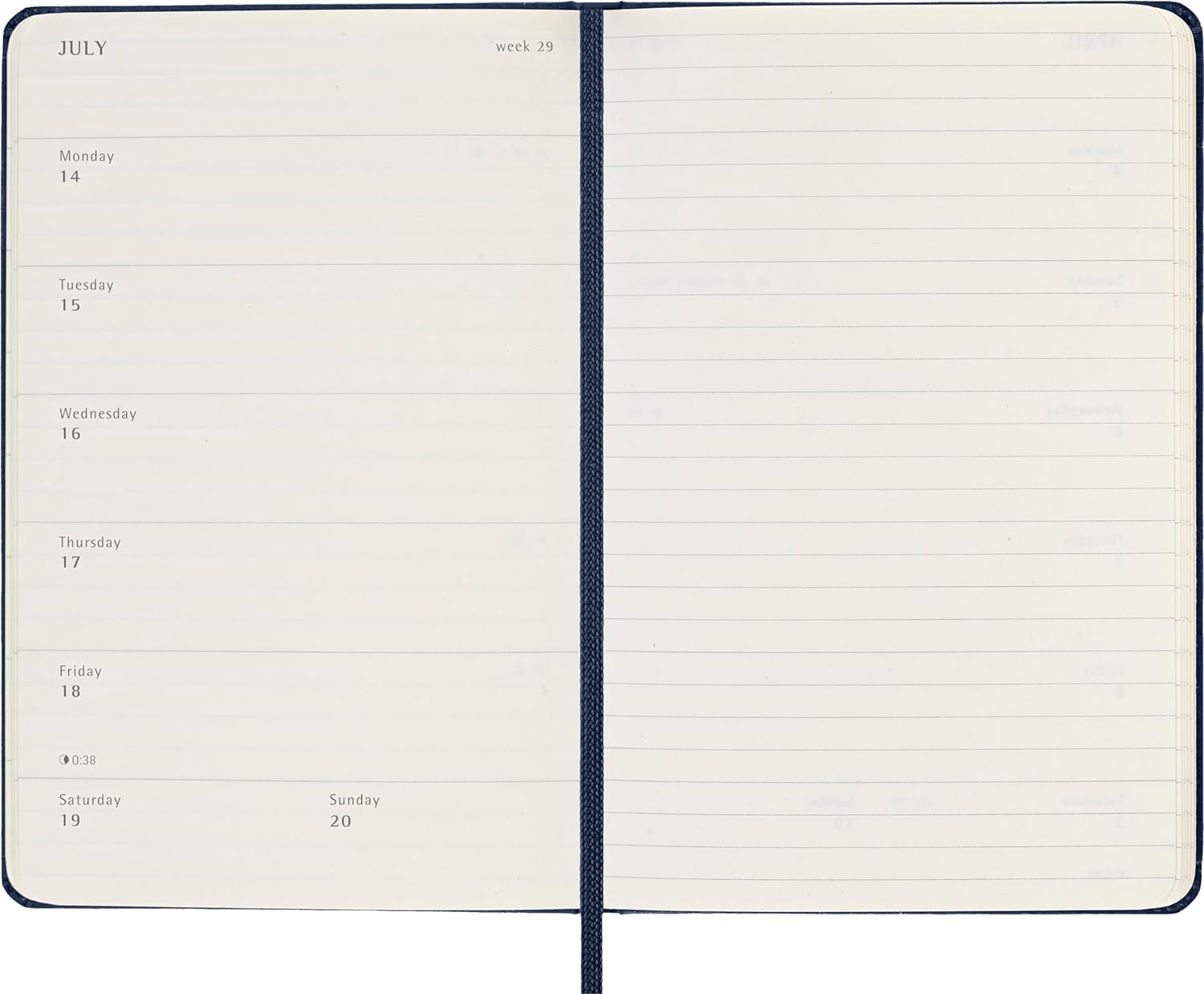 Moleskine Weekly Planner, Weekly Agenda with Space for Notes 12 Months 2025, Hard Cover and Elastic Closure, Sapphire Blue Color, Pocket Format 9x14 cm