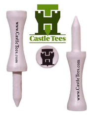 Castle Tees White 40 x 51mm 2 inch White Premium Bamboo Golf Tees with a Free Ball Marker & Free Pencil. Twice the strength of regular bamboo very strong & durable & a Great Golf Gift.