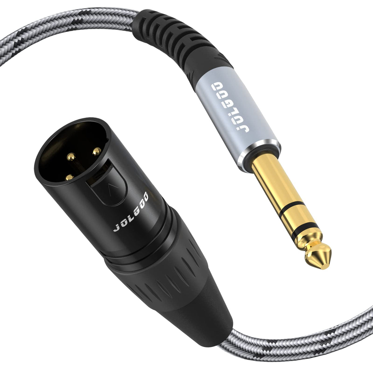 JOLGOO 1/4 Inch TRS to XLR Male Cable, Balanced 6.35mm TRS Plug to 3-pin XLR Male, Quarter inch TRS Male to XLR Male Microphone Cable, 10Ft/3M