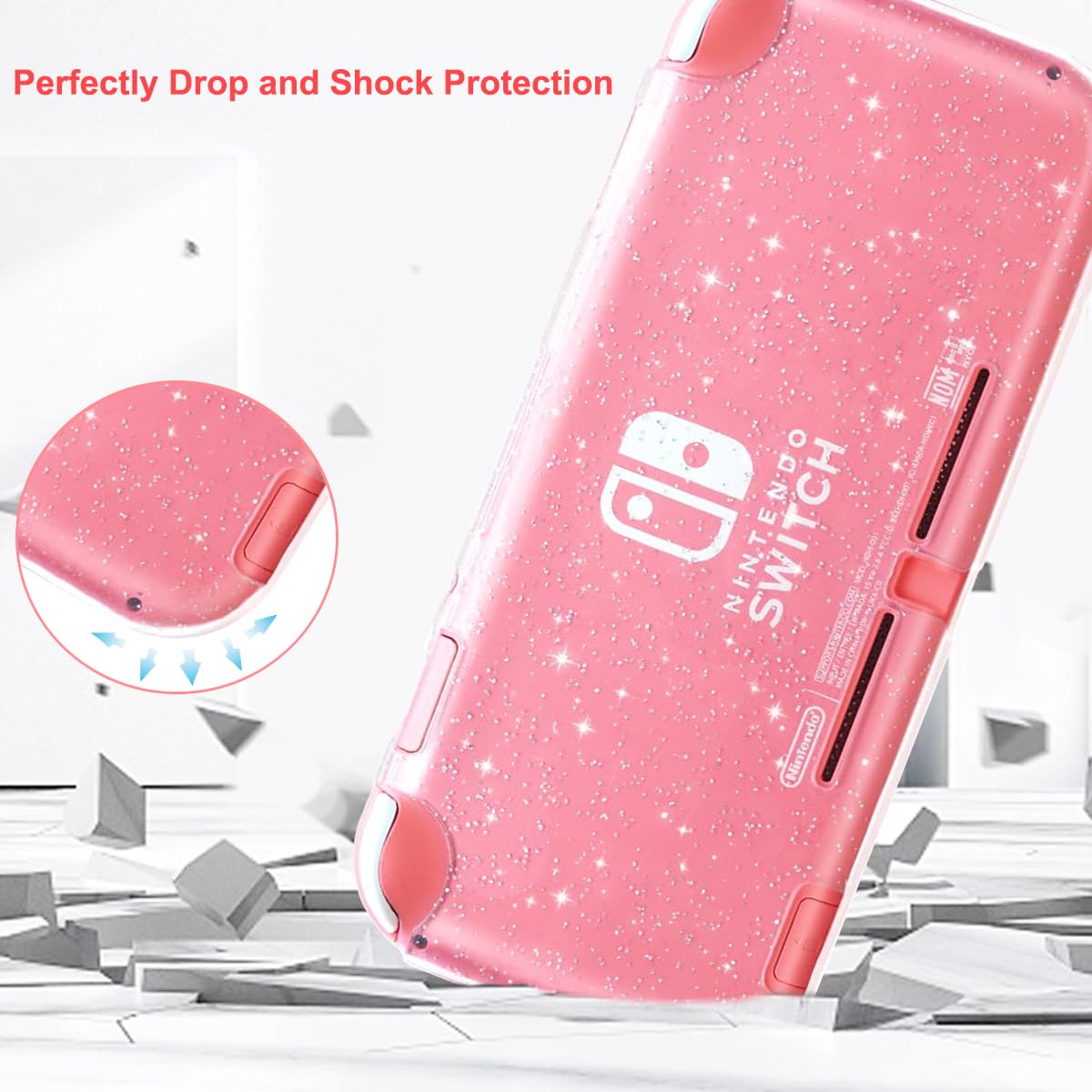 Switch Lite Case for Nintendo Switch Lite, Protective Case Cover for Nintendo Switch Lite Games Shockproof TPU Slim Skins Protective Cover Switch Lite Accessories Case Protector - Crystal Glitter