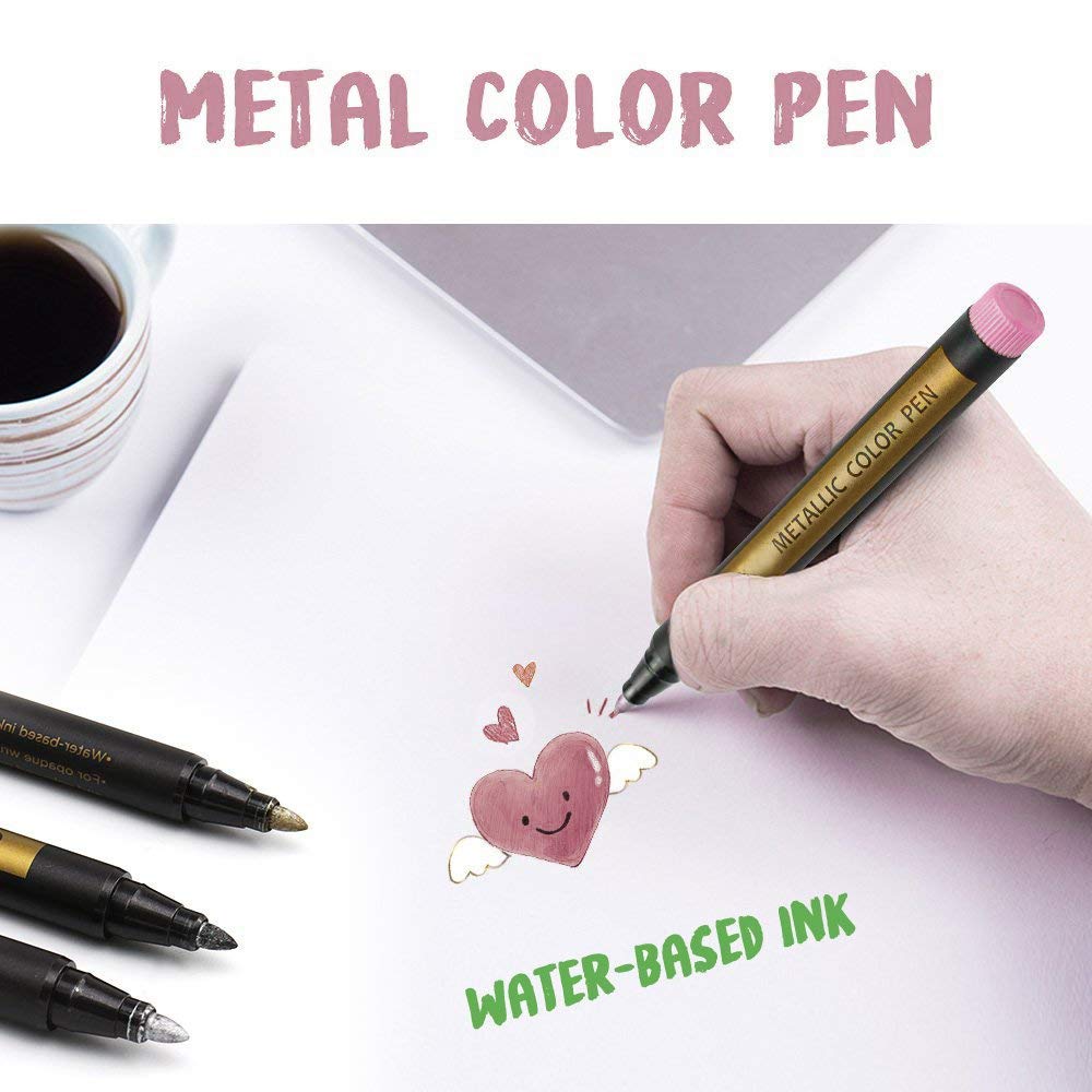 Metallic Marker Pens for Crafts for Kids Adults, 10 Metallic Paint Pens for Black Paper Scrapbook Accessories Art Card Making Glass Craft Supplies, Gifts for Teenage Girls, Christmas Stocking Fillers