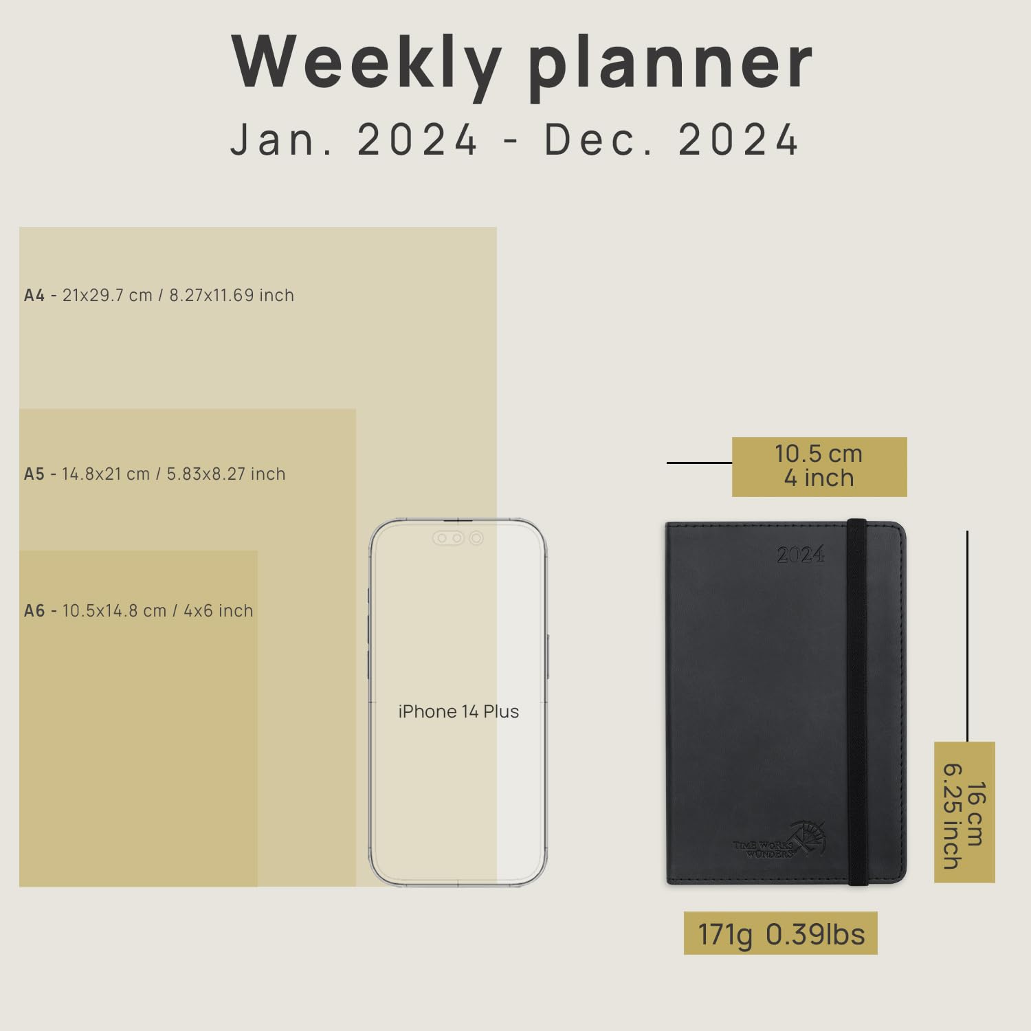 POPRUN Small Diary 2024 Pocket Diary A6 Week To View 16 x 10.5 cm Vegan Leather Soft Cover, 24 Weekly Planner with Work Appointment, 100GSM FSC® Paper - Mint Green