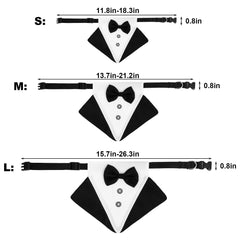 KroY PecoeD Formal Dog Tuxedo Bandana Dog Wedding Bandana Dog Collar with Bow Tie and Neck Tie Designs, Adjustable ormal Tux Dog Bowtie Adjustable Neckerchief for Small Medium Dogs(M)