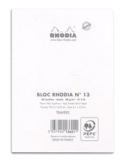 RHODIA 13201C - Stapled Notepad N°13 White - A6 - Small Squares - 80 Detachable Sheets - 80G White Clairefontaine Paper - Soft, Resistant and Waterproof Coated Card Cover - Basics