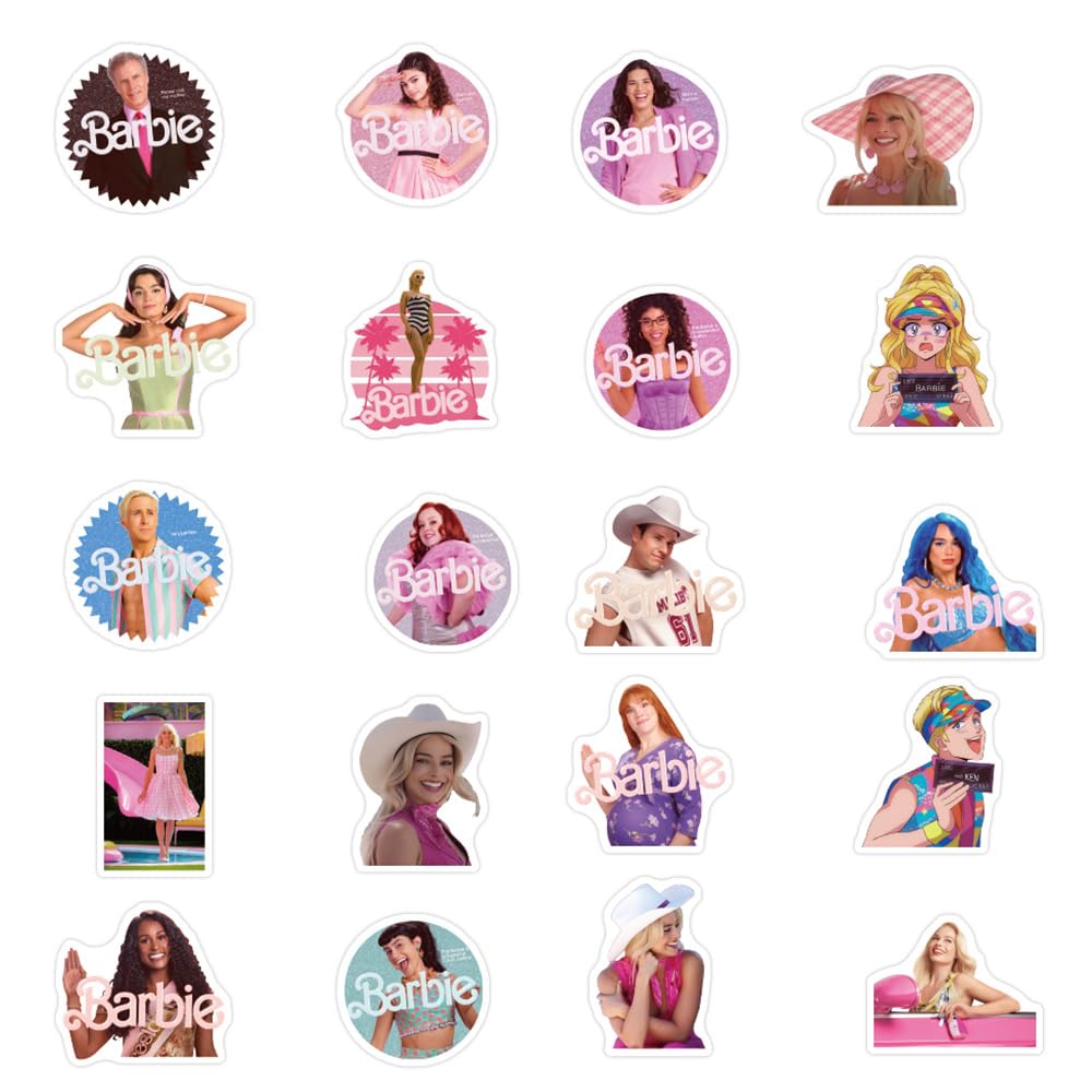 50pcs Barbie Film Stickers for Suitcase Skateboard Laptop Computer Water Bottles Car Teens Boys Girls Decal