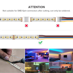 BTF-LIGHTING 5in1 RGBCCT 5050 5M 96LEDs/m 480LEDs RGBandCold WhiteandWarm White LED Strip DC24V Ip65 Waterproof White PCB 5 Colour in 1 LED for Room Home Decoration(Strip Only)