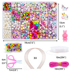 WONDERFORU Children DIY Beads for Jewellery Bracelet Necklaces String Making Kit, Friendship Bracelets Art Craft Kit for Girls Kids, 24 Colors