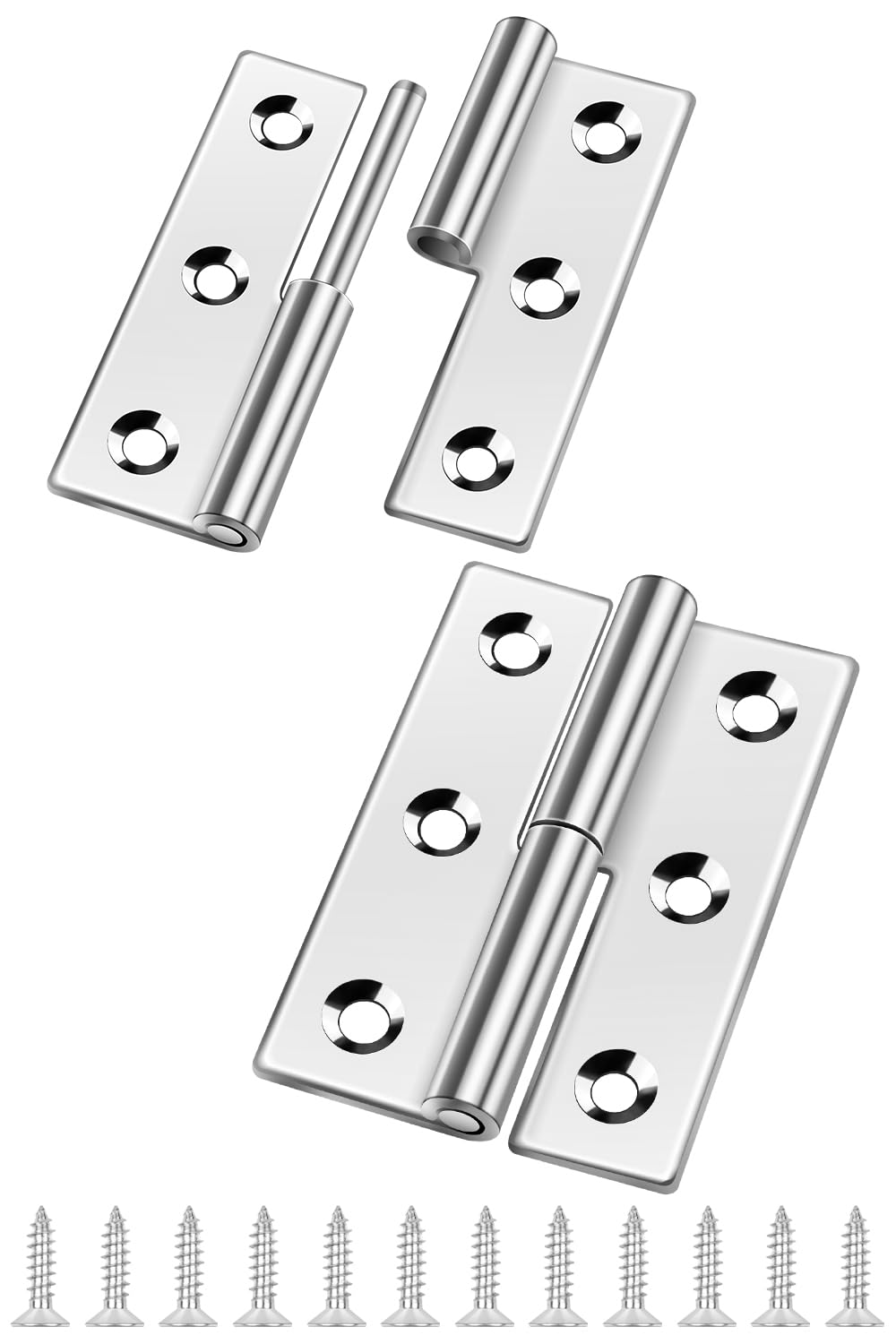 2 Pcs Lift Off Hinges 3 Inch, Bolatus Small Slip Joint Flag Hinges Detachable Hinges 304 Stainless Steel Door Hinges Left Handedness