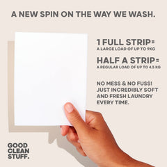 Good Clean Stuff Laundry Detergent Strips Sheets 64 loads Eco Ultra-Concentrated Non-Bio Linen Fresh Scent for Machine and Hand Washing