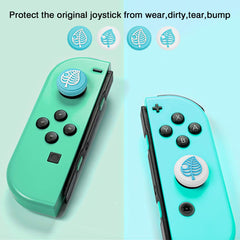 DLseego Thumb Grip Caps, 4 PCS Soft Silicone Joystick Caps Compatible for Switch & Switch Lite, Analog Thumb Stick Cover Caps for Joystick Controller&Switch OLED - Animal Crossing (Blue & White)