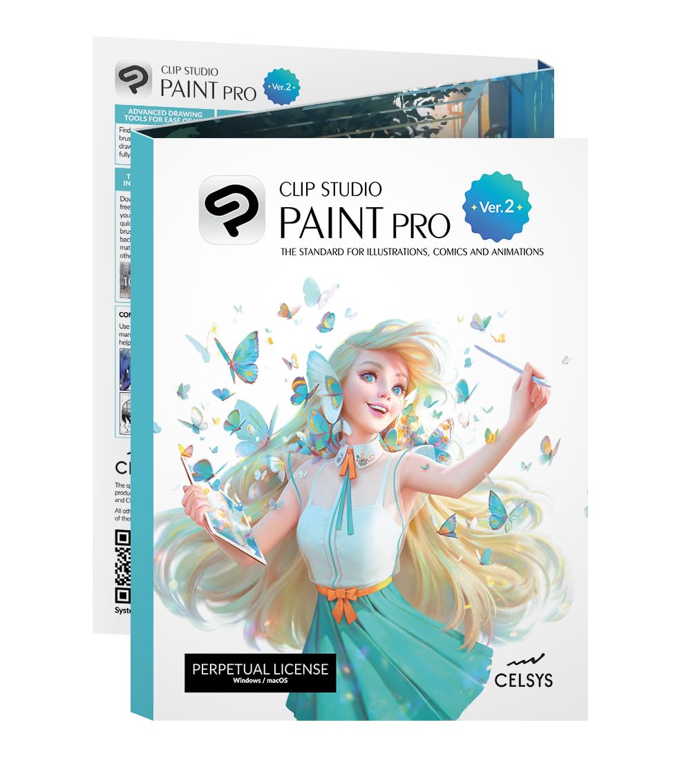 CLIP STUDIO PAINT PRO - Version 2   Perpetual License   for Microsoft Windows and macOS