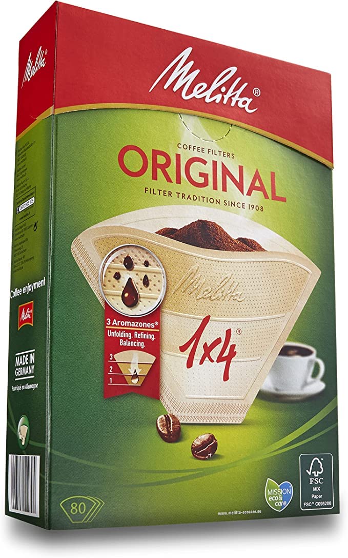 Melitta 6658076 Pack Original Size 1x4, 80, Filter Coffee Makers, Brown, Paper