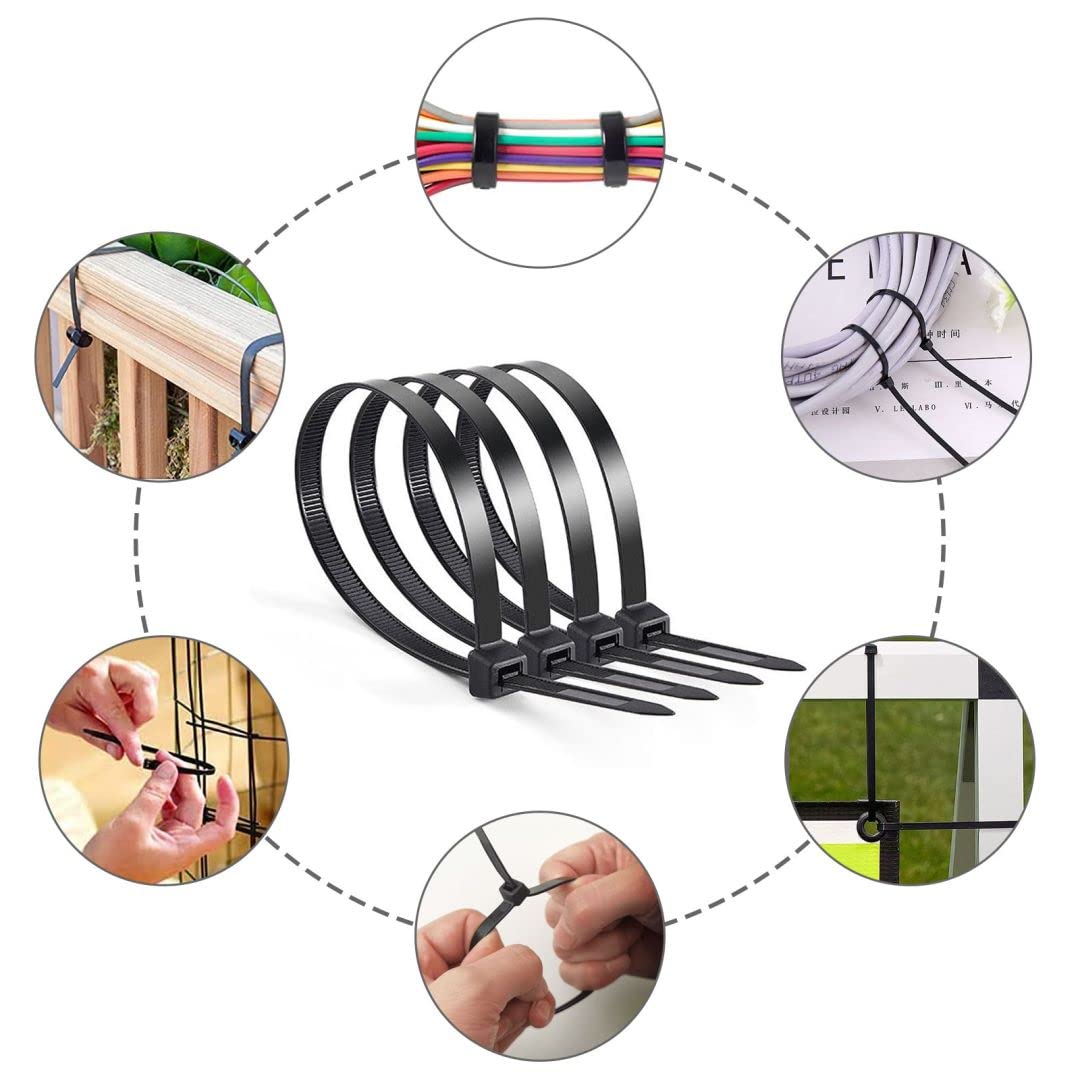 Black Cable Ties, 80mm x 2.5mm, Pack of 100, Premium Nylon Zip Ties, Multi-Purpose Plastic Tie Wraps, Secure Self-Locking Mechanism, for Home, Garden, Workshop, Office and DIY