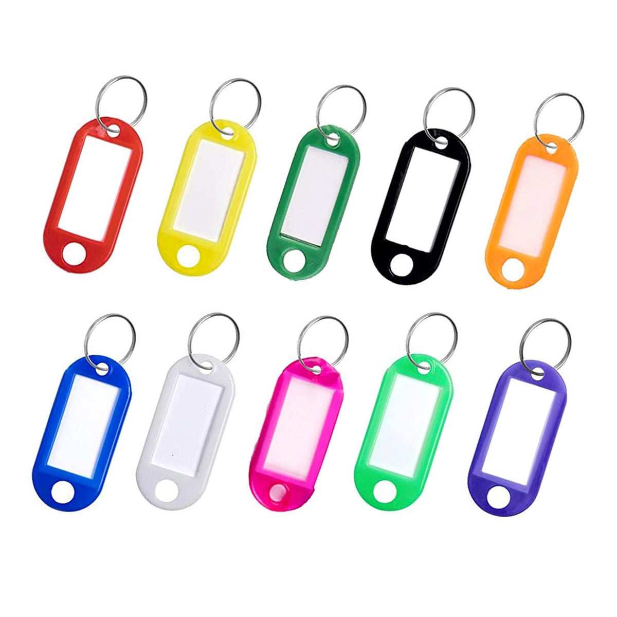 Key Tags, Pack of 10 Key Tags with Labels Key Fobs ID Plastic Key Tags Key Labels with Split Rings for Luggage Pet Name Memory Stick Tags-10 Colors