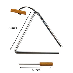 Triangle Hand Percussion with Striker,Rhythm Steel Triangles Music Instrument (8 inch)