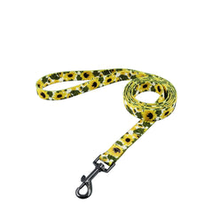 Olahibi Dog Collar Leash Set, Sunflower Pattern, Polyester Material, 150CM Leash, for Small Dog.(S, Sunflower Set)