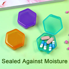 3 PCS Small Pill Box, BPA Free Pill Case to Hold Vitamins, Moistureproof Daily Pill Box Organiser for Travel, Portable One Day Pill Case Container (Cyan-Orange-Purple)