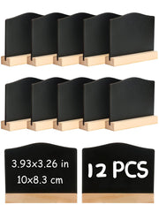 DONQL 12Pack Mini Chalkboard Signs, Kitchen Notes Chalk Boards with Stands 10x7.2cm Small Blackboard Message Tabletop Board for Signs Place Cards Table Numbers Shop Buffet Cafe Party (Wave Shape)