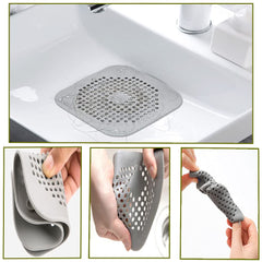 4 Pcs Silicone Drain Protector with Sucker, Sink Strainer Protector, Shower Drain Covers Hair Catcher, Strainer Plug Trap Filter for Bathroom, Bathtub, Kitchen