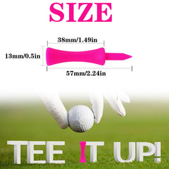 FINGER TEN Golf Tees Plastic Step Down Unbreakable 2 1/4 inch 50 Pack, Golf Tees Castle Durable Portable Professional for Golf Practice (All 2 1/4'' in Pink)