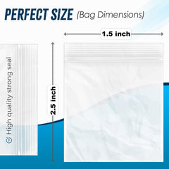 100 Grip Seal Bags *CHOOSE YOUR SIZE*  Strong Resealable Zip Lock Bags   Reusable Clear Plastic Bags   Resealable Freezer Bags   Resealable Bags for Food Storage Jewellery Medicine (1.5 x 2.5 inch)