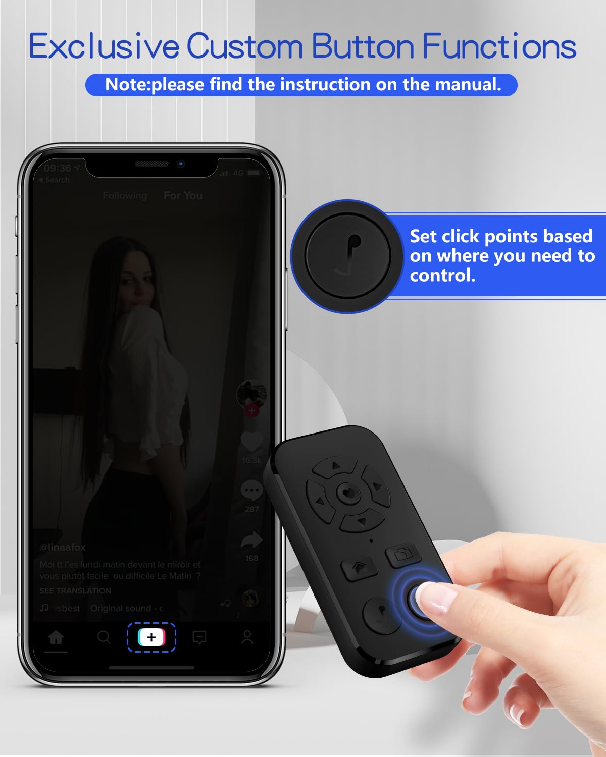 Zttopo TIK Tok Scrolling Remote Control for iPhone, iPad, iOS, Android, Bluetooth Remote Control For Kindle App Page Turner,Camera Photo, Video Like Clicker for iPhone,Samsung,Smartphone