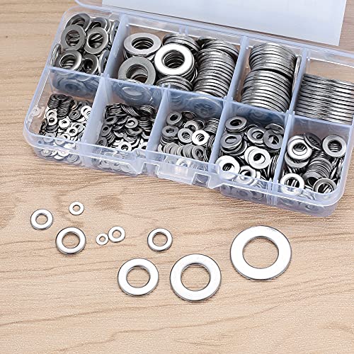 684 Pcs Flat Washer, Stainless Steel Lock Washer Spacers, Assorted Metal Washers Assortment for Home Decoration, Factories Repair Construction - M2/M2.5/M3/M4/M5/M6/M8/M10/M12