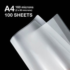 BEEWAY A4 Laminating Pouches - 100 Sheets, 160 Micron (2 x 80 Micron), Glossy Finish - High Quality, Clear, Rounded Corners, Full Protection - Ideal for Photos and Notes