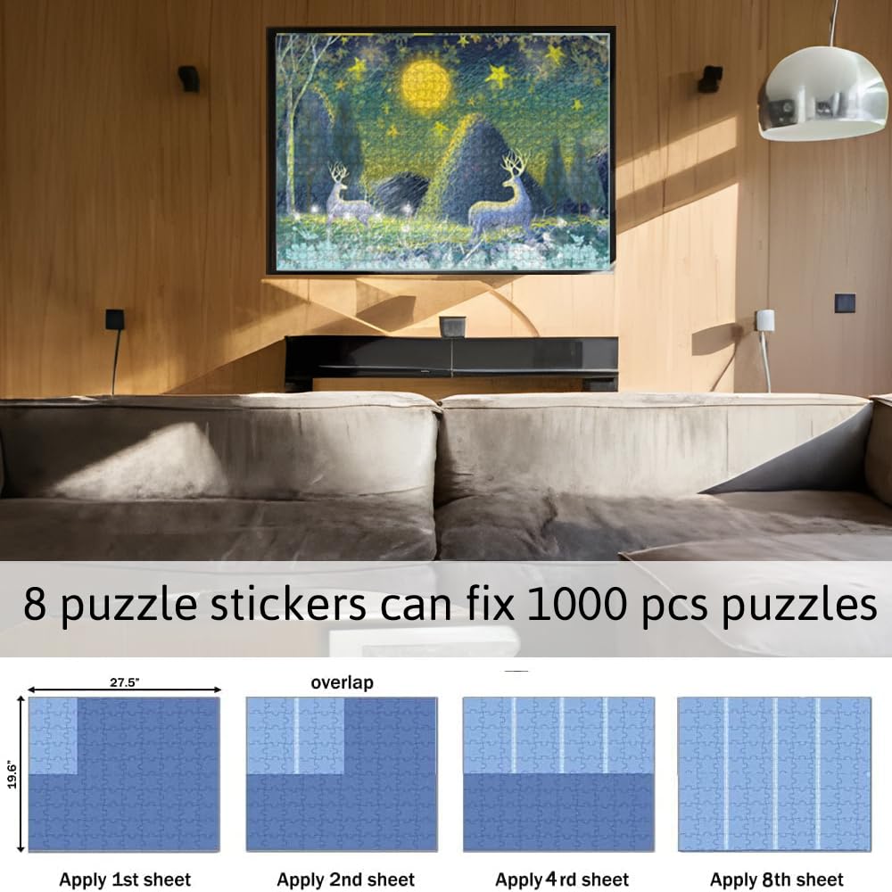 ENYACOS 16 Sheets Puzzle Saver Peel & Stick Adhesive Paper for Large Puzzles, Preserve 2 x 1000 Pieces Puzzles - Use These Puzzle Glue Sheets to Preserve Your Finished Puzzle, jigsaw puzzle frame