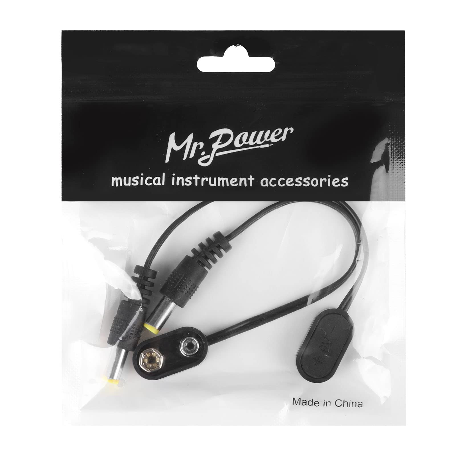 Mr.Power 9V Battery Clip Converter Power Cable Snap Connector 2.1mm 5.5mm Plug for Guitar Effect Pedal (2 cable)