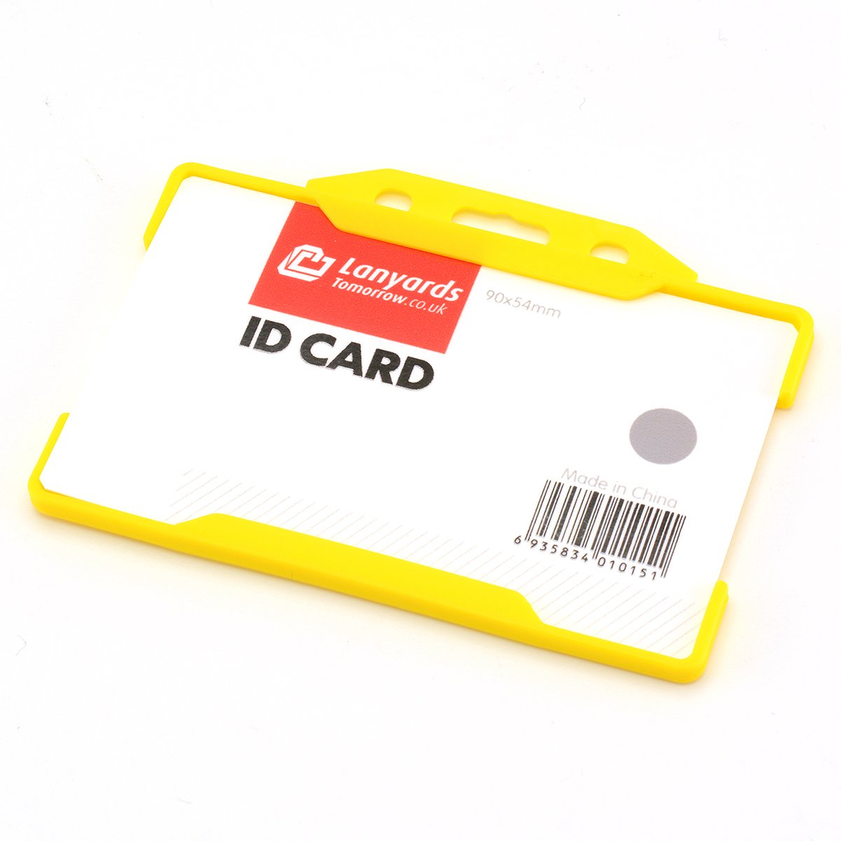 CKB LTD 10x Yellow Single Sided Rigid Slide in Open Faced ID Card Badge Holders Horizontal/Landscape Identity Plastic Pass Protector - Holds a 86mm 54mm cr80 Credit Card Sized