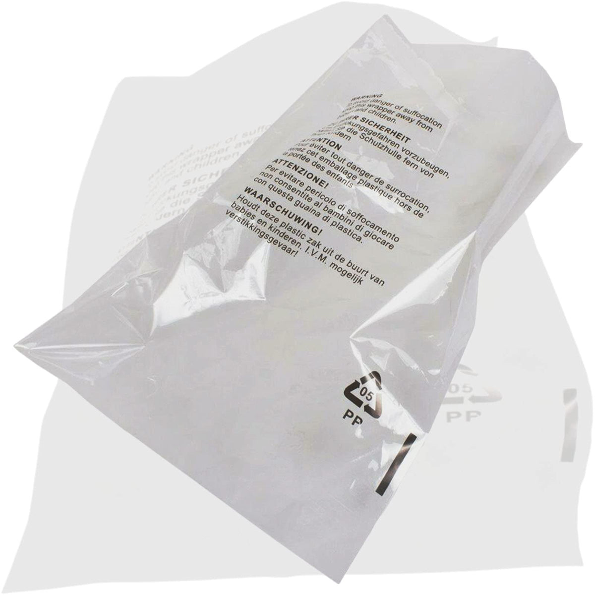 100 x Self Seal Clear Cellophane Plastic Bags (Size - 8 x 10 inches) Transparent Packaging Poly Bags with Suffocation Warning in 5 Languages - Display Garment Bags