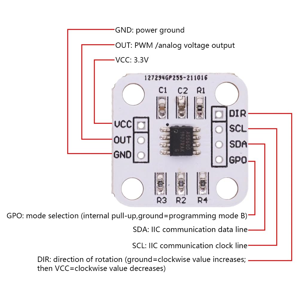 DollaTek 2Pcs AS5600 Magnetic Encoder Magnetic Induction Angle Measurement Sensor Module 12bit High Precision