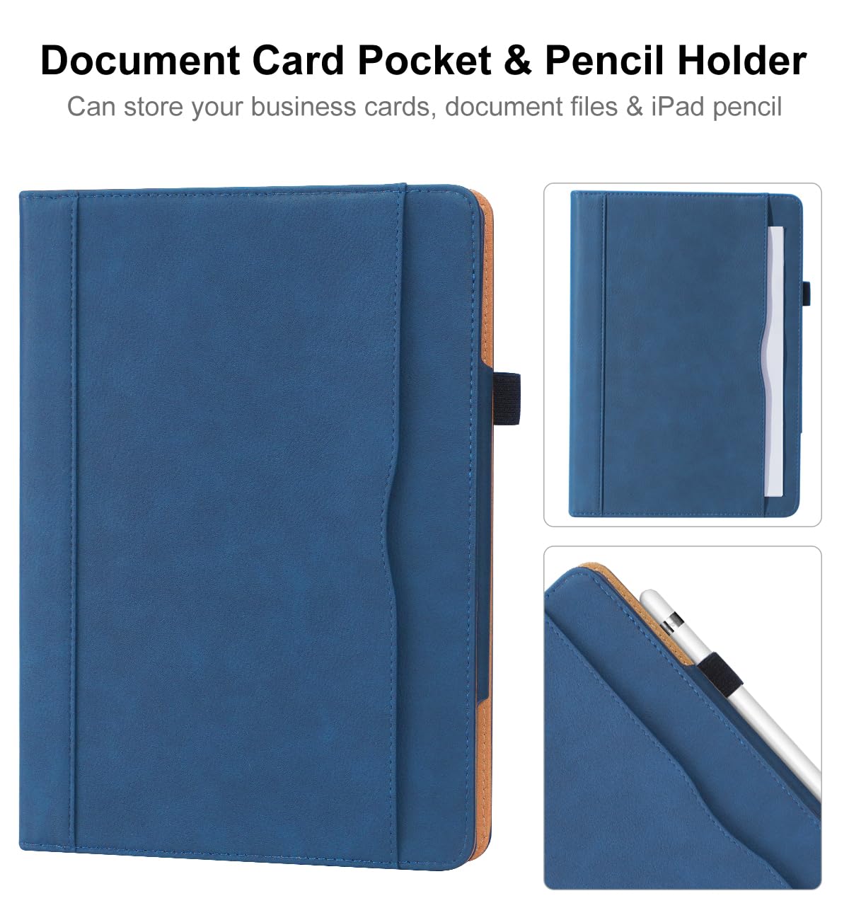 DAORANGE for iPad 9th / 8th / 7th Generation Case (10.2-Inch, 2021/2020/2019 Model), PU-Leather Folio Cover with Pencil Holder, Auto Sleep/Wake & Multiple Angles for iPad 9/8/7 (Navy)