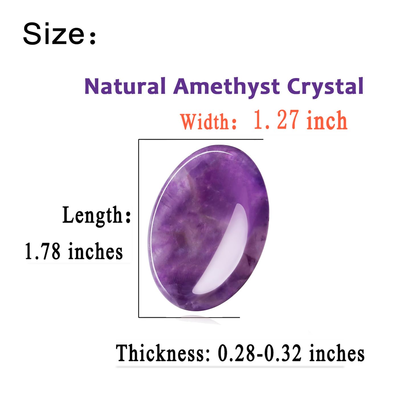 XIANNVXI Amethyst Crystal Stone,Amethyst Worry Stone,Healing Gemstone Polished Thumb Stone for Anxiety Relief,Reiki Amethyst Crystal Oval Stone Meditation Accessories