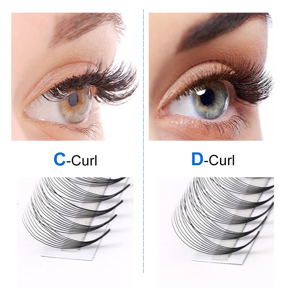 Premade Fans Eyelash Extension 8D C Curl 0.07mm Mixed Length 8-14mm Pre Made Fan Russian Volume Lashes Middle Tap Premade Volume Lash Extensions(8d-0.07-c-mix8-14)