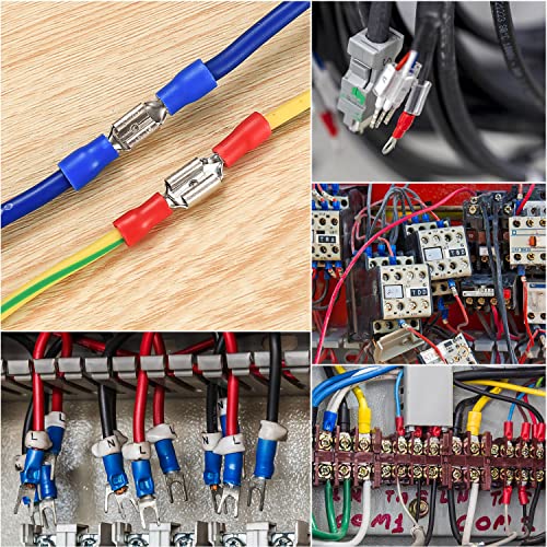 330 Pcs Cable Lugs Set, Electrical Crimp Connectors, Insulated Electrical Male and Female Flat Spade Cable Wire Terminals Connectors, 2.8mm /4.8mm/6.3mm