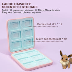 DLseego Switch Game Card Case Compatible with Switch/Switch OLED/Switch Lite,Game Card Holder Storage Box with 12 Game Card and 12 Micro SD Card Slots-Pink Foxes