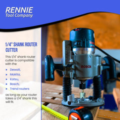 Rennie Tools - 17.5mm (11/16 inches) Cutting Diameter x 30mm Flute x 1/4 inches Shank TCT Tipped 2 Flute Straight Router Cutter Bit. Compatible With Makita Bosch Trend Katsu Dewalt Router Etc. 17.5mm Router Bit