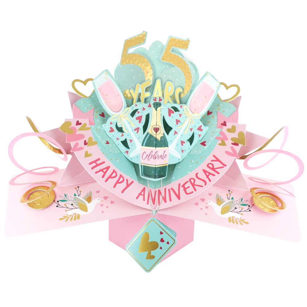 55 Years Happy 55th Anniversary Pop-Up Greeting Card Love Kate's 3D Pop Up Cards POP216MC55