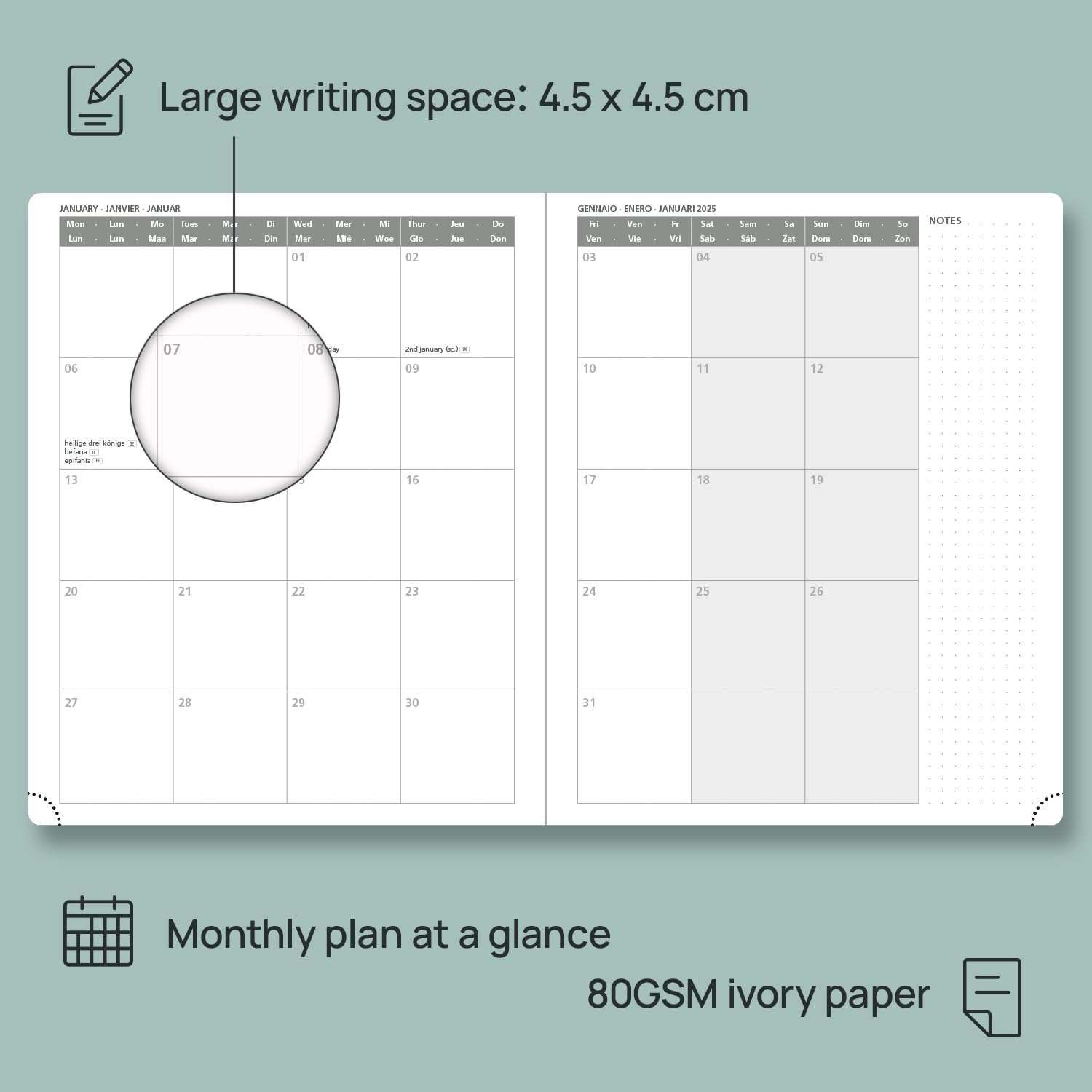 POPRUN 2024-2025 Academic Diary Week to View Large (26.5x21.5 cm) Soft Cover 17 Months (Aug'24 - Dec'25) Vertical Weekly Planner 24/25 Mid Year Diary (Night Sky Blue)