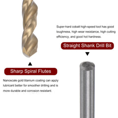 sourcing map 3pcs Twist Drill Bits 3.5mm Titanium Coated (HSS-E) M42 High Speed Steel 8% Cobalt Straight Shank for Stainless Steel Aluminum Alloy Metal